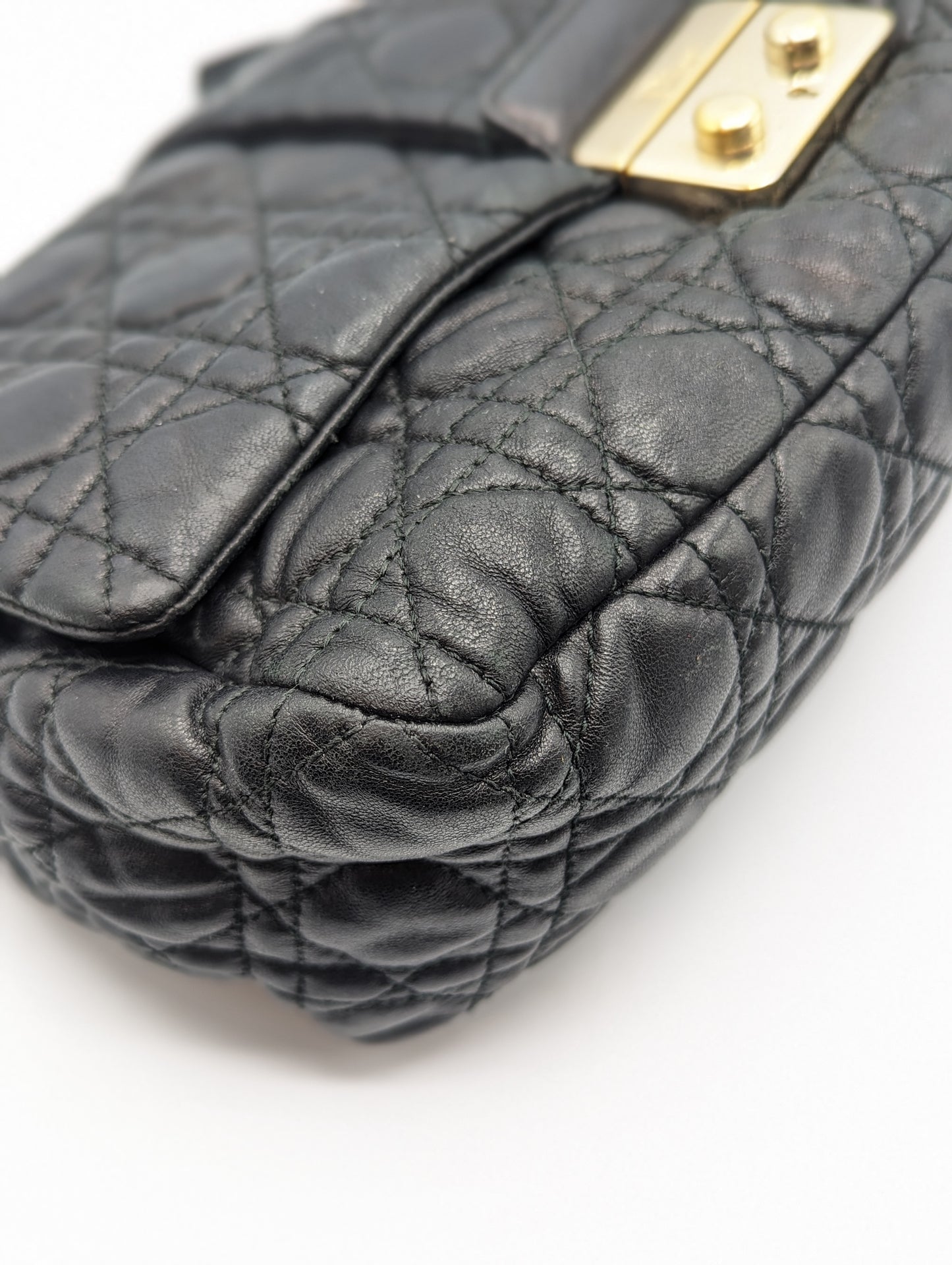 Christian Dior New Lock Black Lambskin Cannage Flap Bag