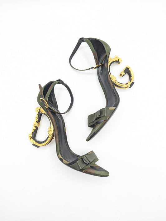 Dolce & Gabbana Sculpted Baroque Camo Heels Size 39