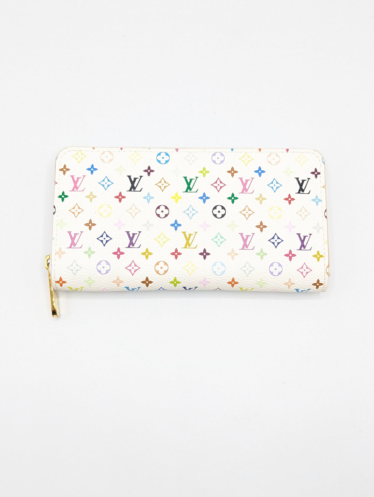 Louis Vuitton White Multicolor Zippy Wallet