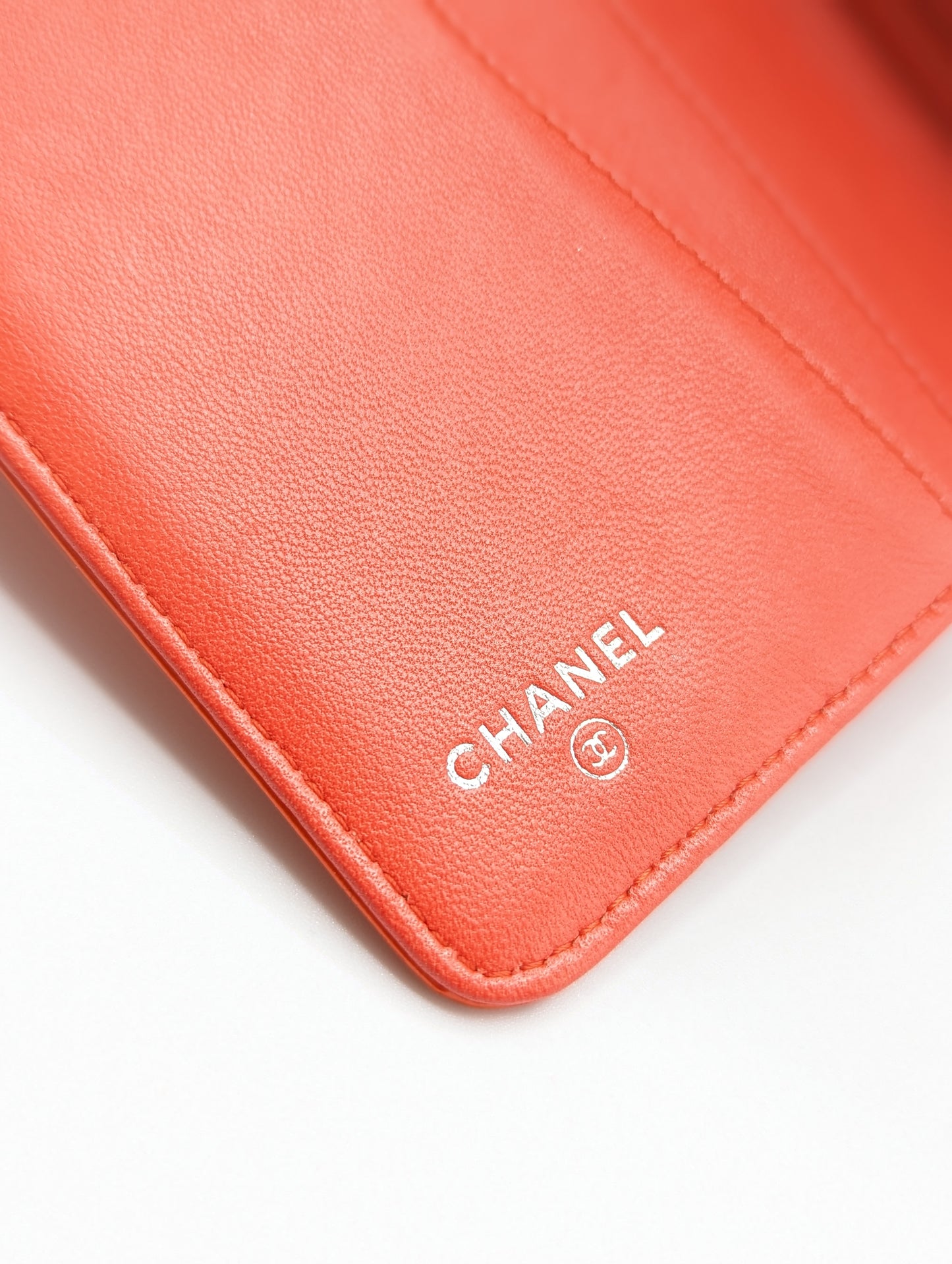 Chanel Coral Patent Charm Passport Wallet