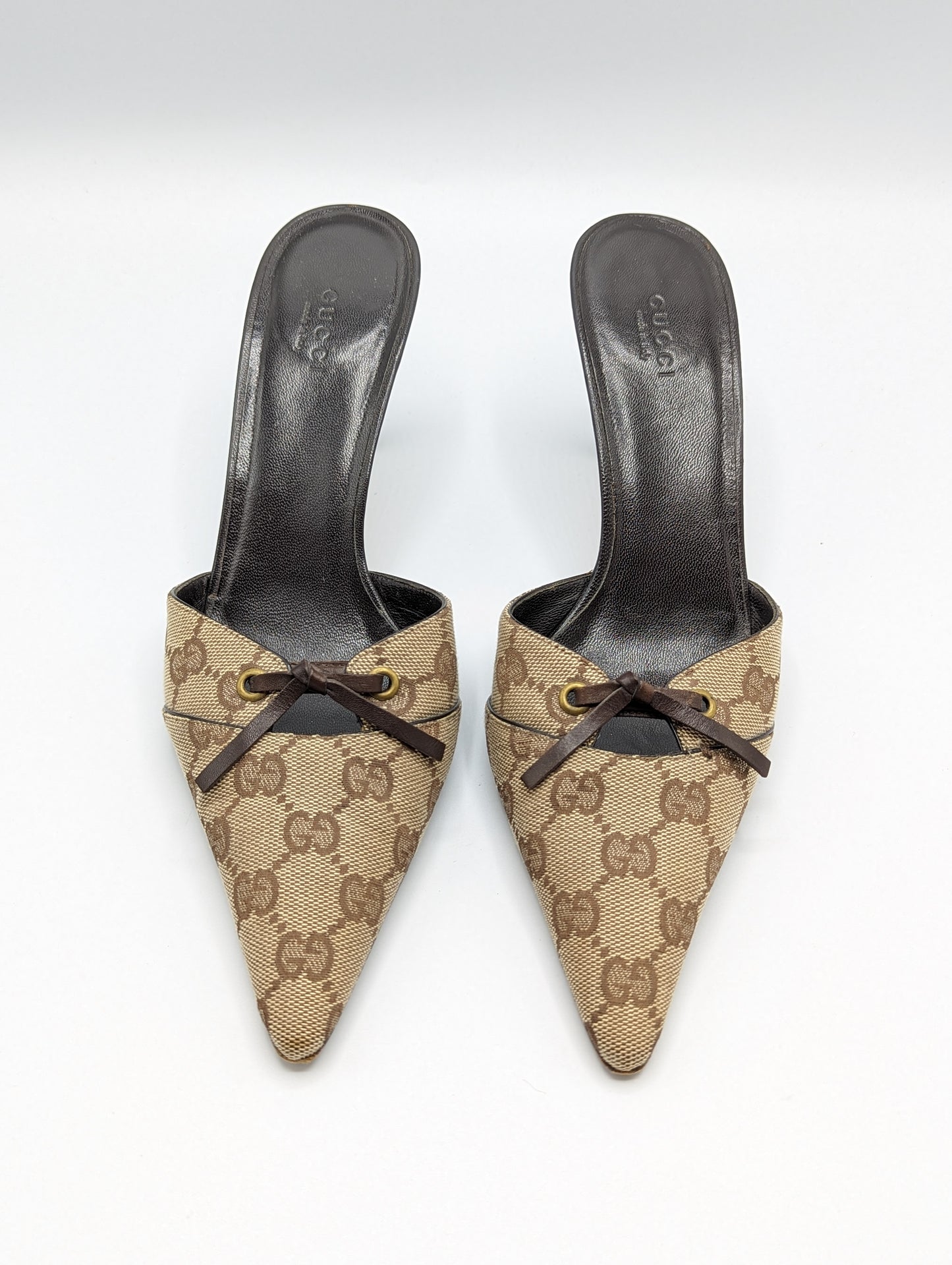 Gucci Monogram Pointed Mules Size 9