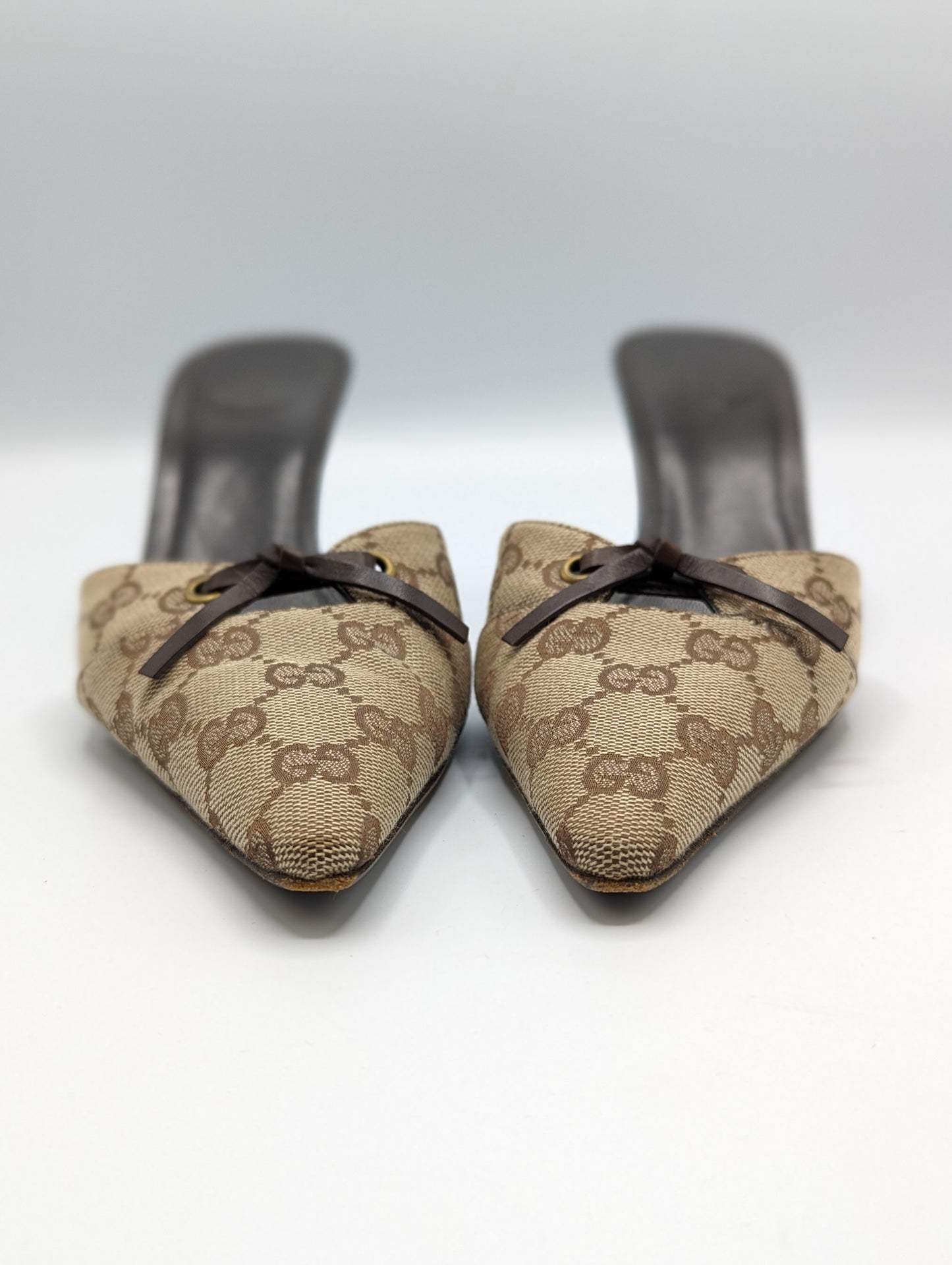 Gucci Monogram Pointed Mules Size 9