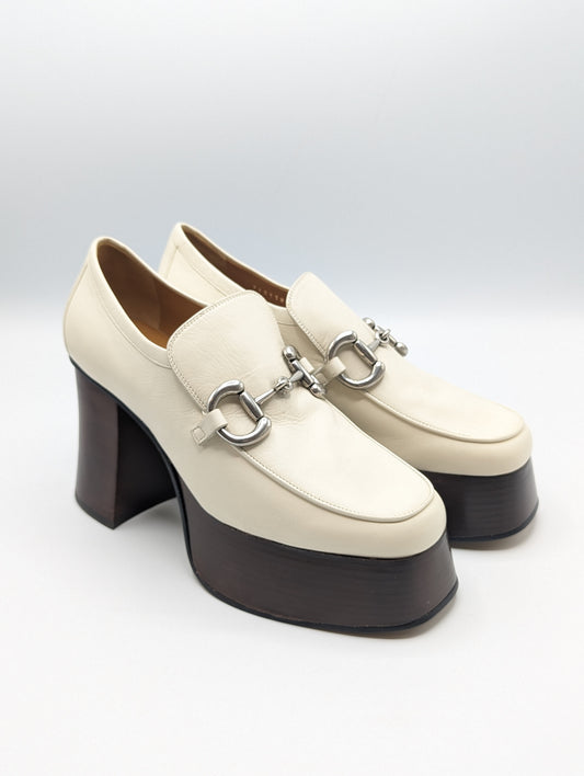 Gucci Cream Platform Loafers Size 37.5
