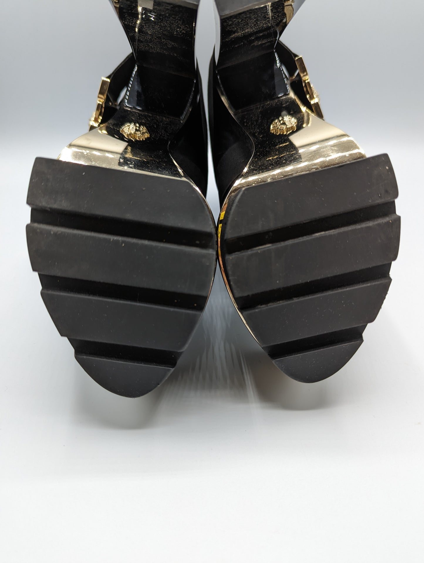 Versace Spring 2016 Black Leather Medusa Platform Booties Size 38
