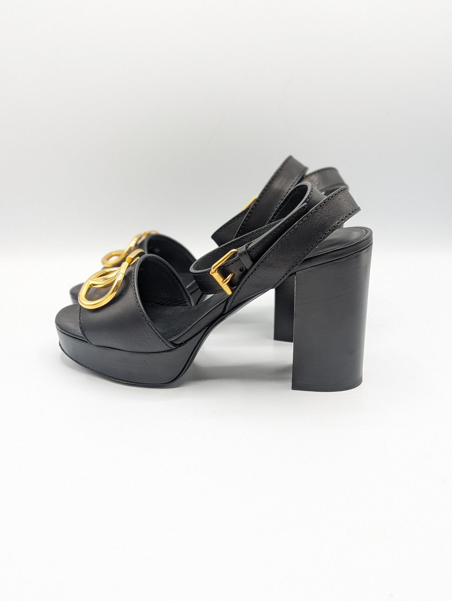 Valentino Garavani VLogo Noir Black Platform Heels Size