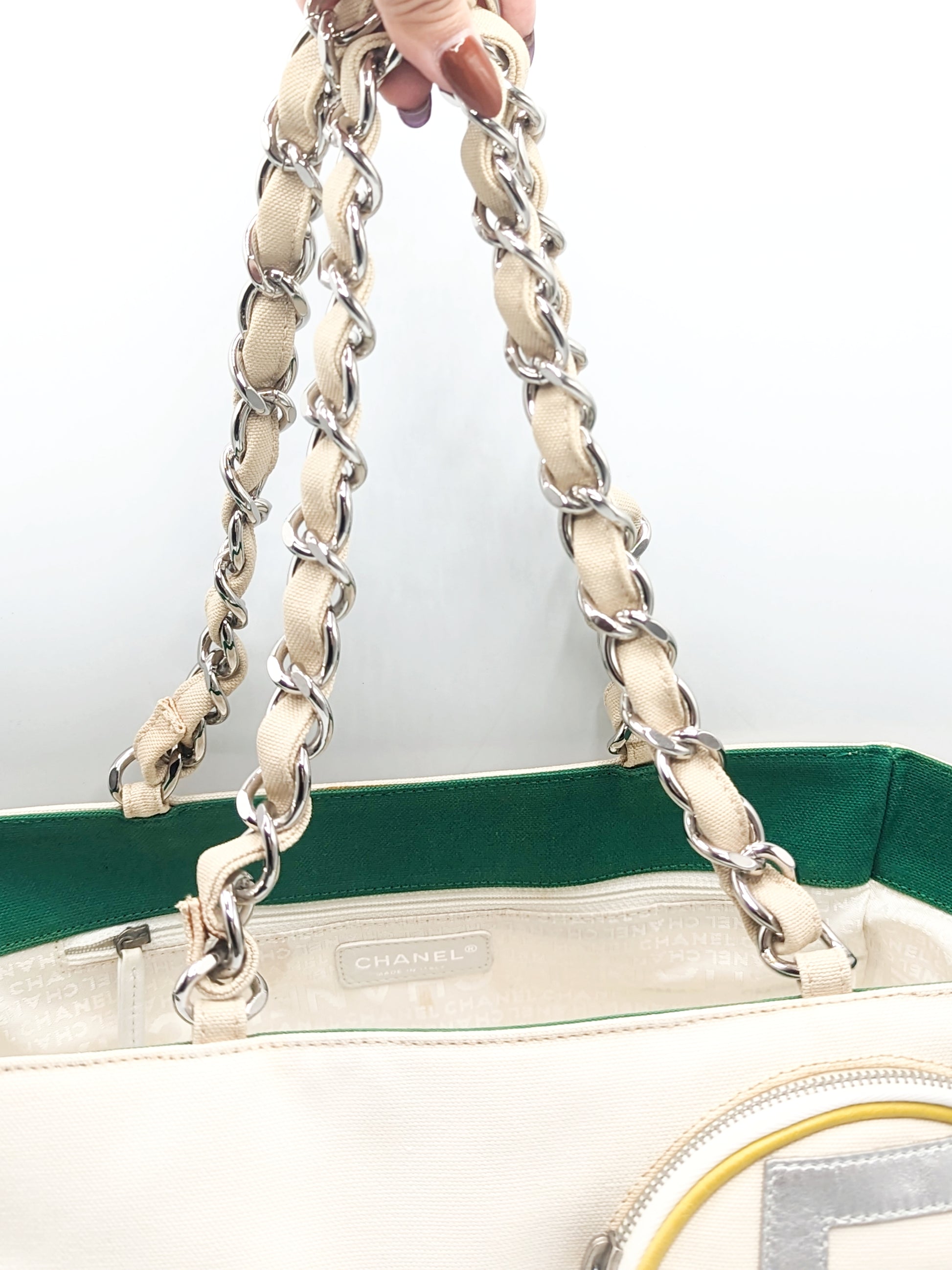 Chanel No°5 Canvas CC Beige Quilted Chain Tote – For The Love of Luxury