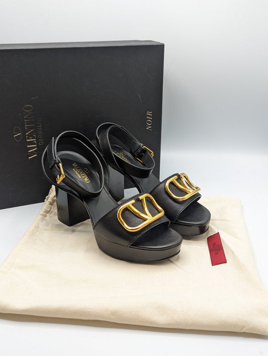 Valentino Garavani VLogo Noir Black Platform Heels Size