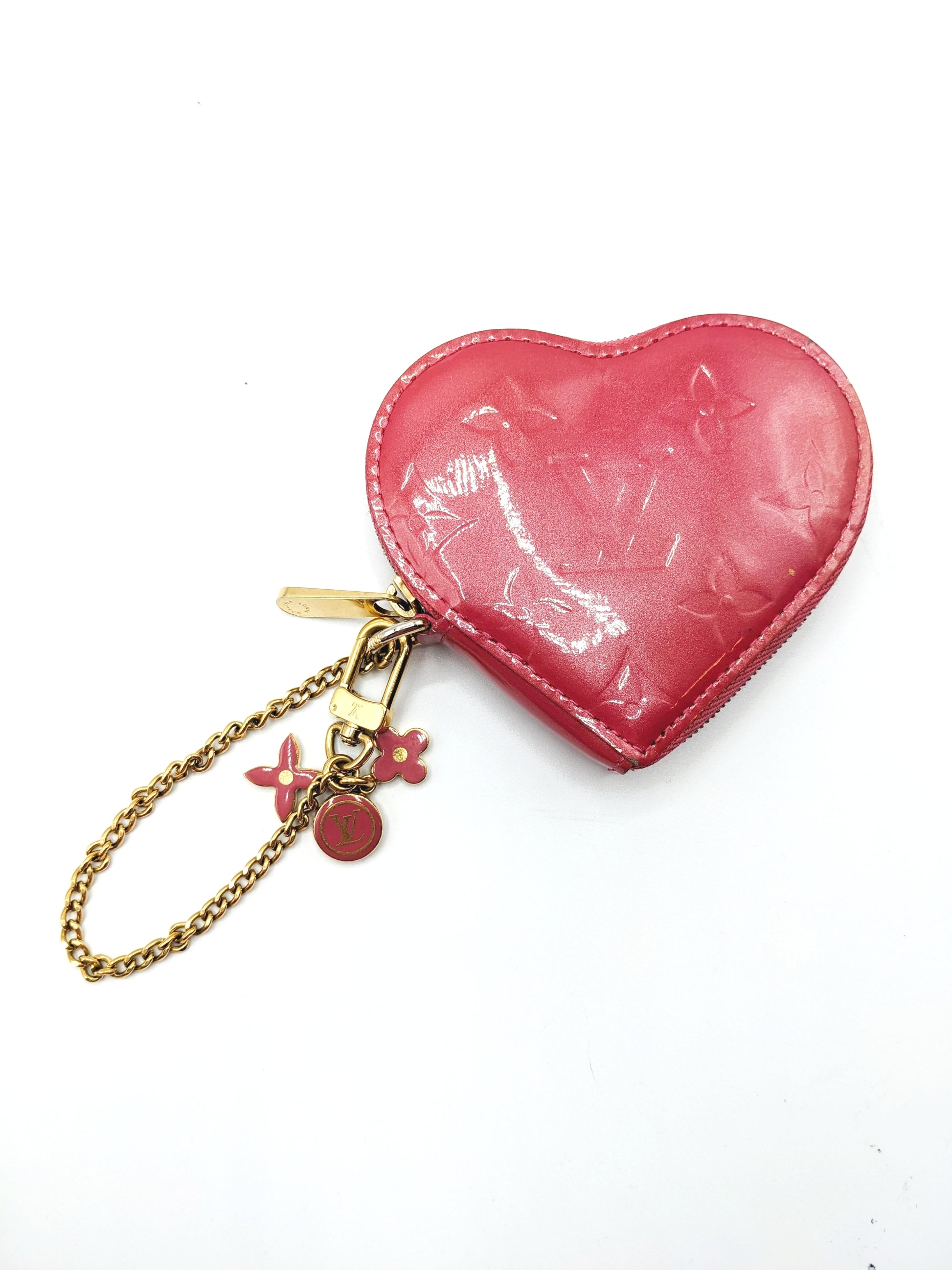 vuitton pink heart coin purse