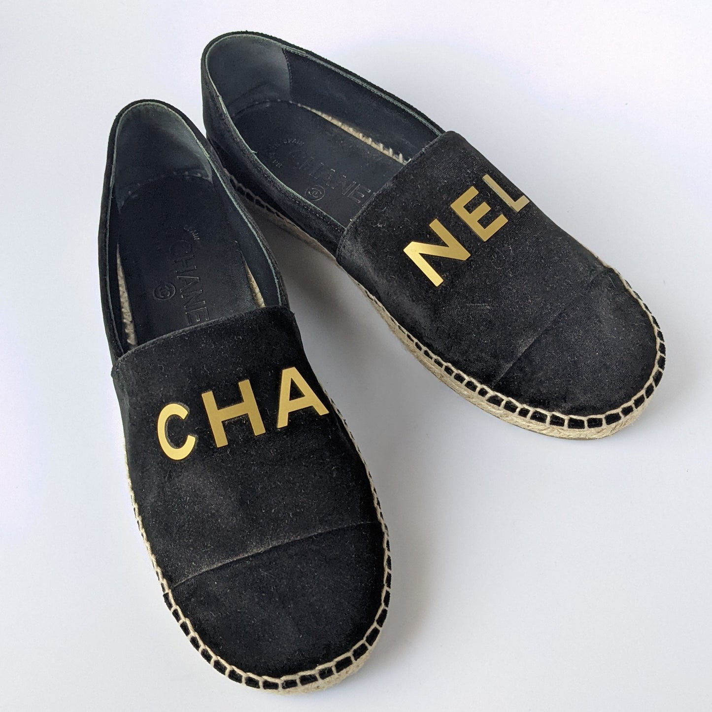 Chanel CHA NEL Black Velvet Espadrilles 38 – For The Love of Luxury