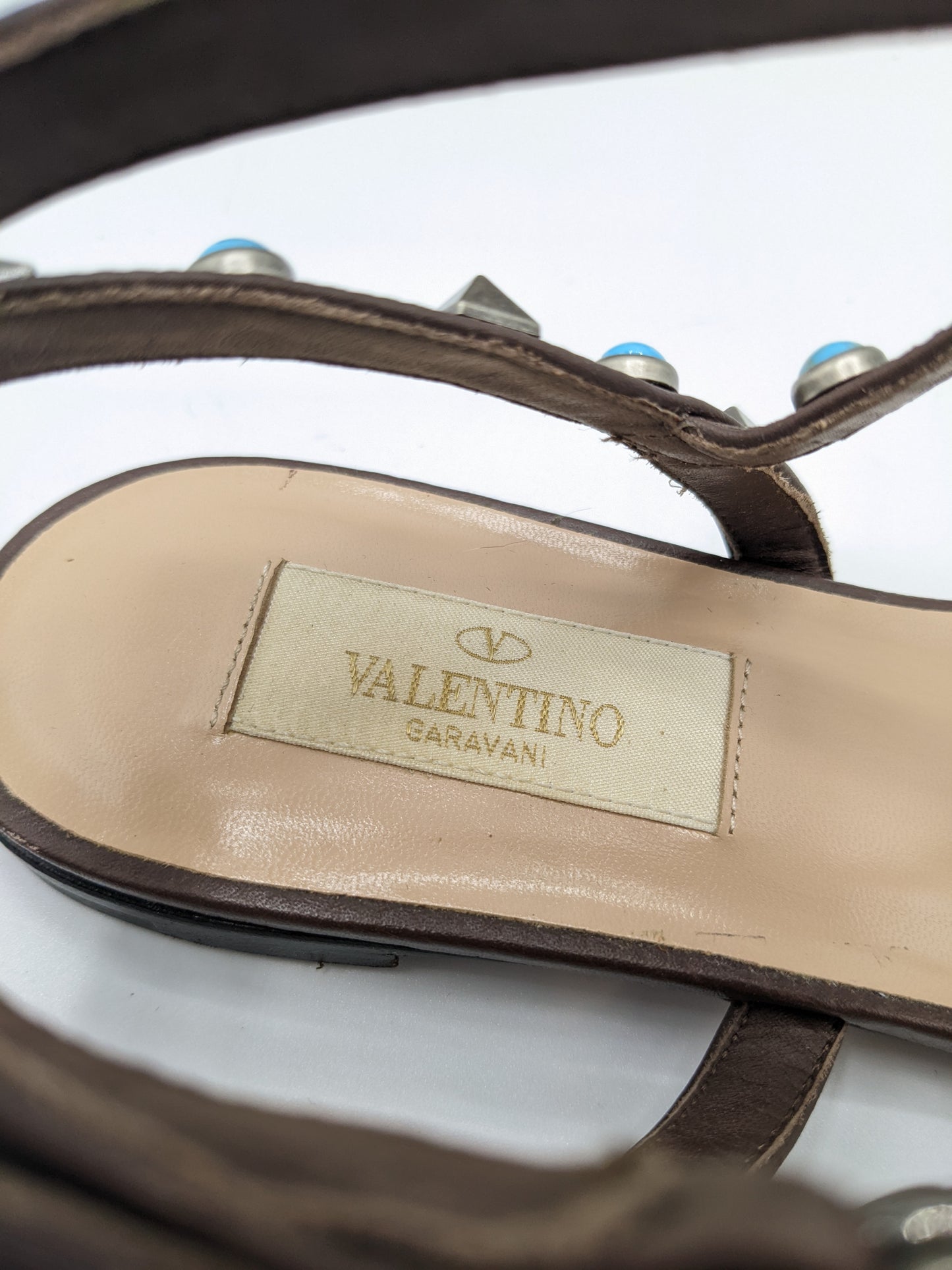 Valentino Garavani Turquoise Rockstud Sandals 37