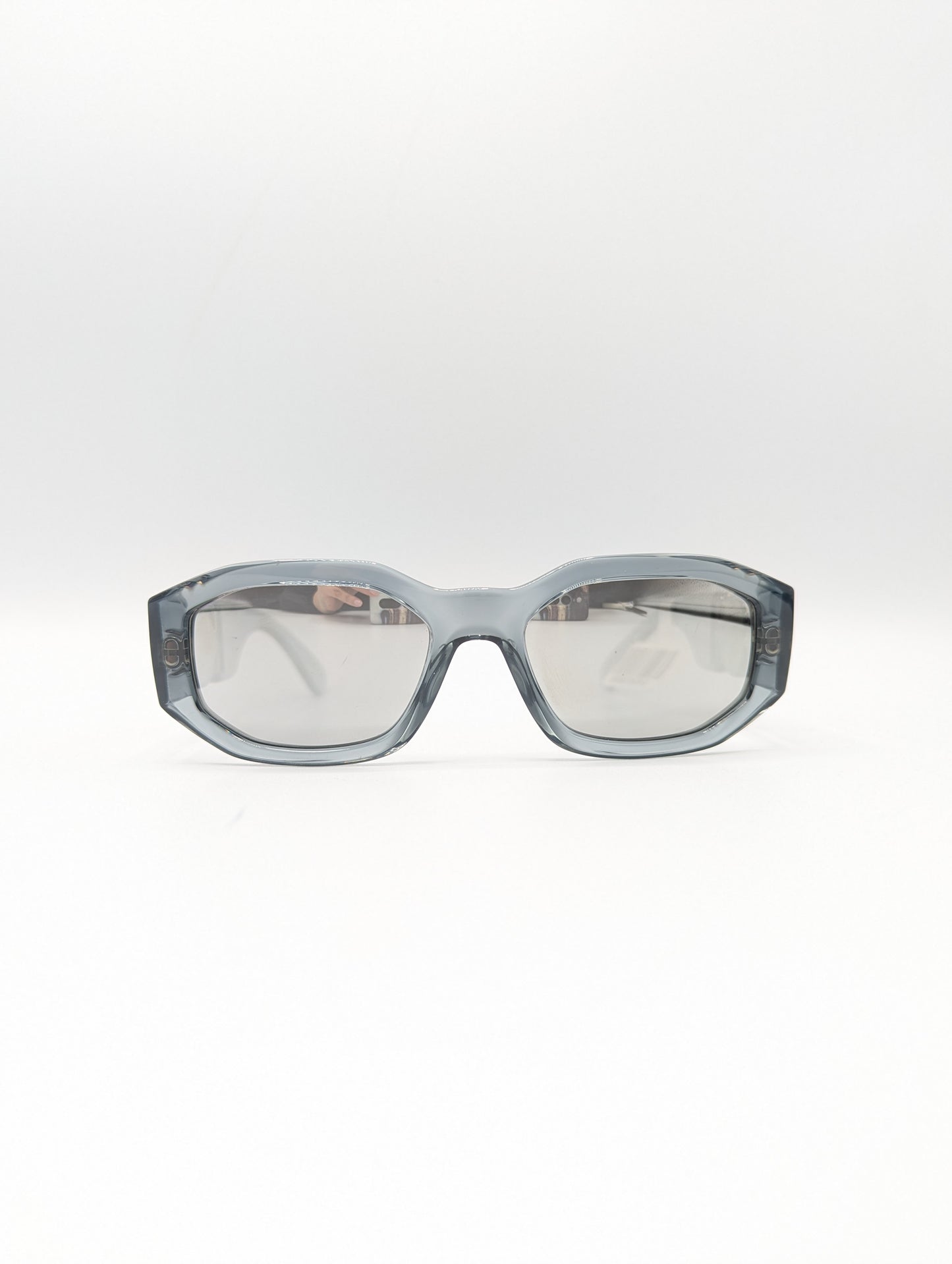 Versace Transparent Gray Medusa Sunglasses
