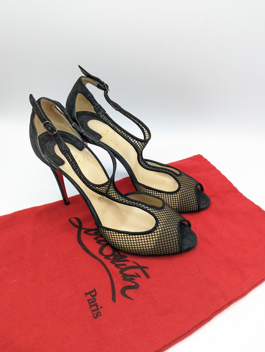 Christian Louboutin Tiny 100 Mesh Suede Heels Size 37.5