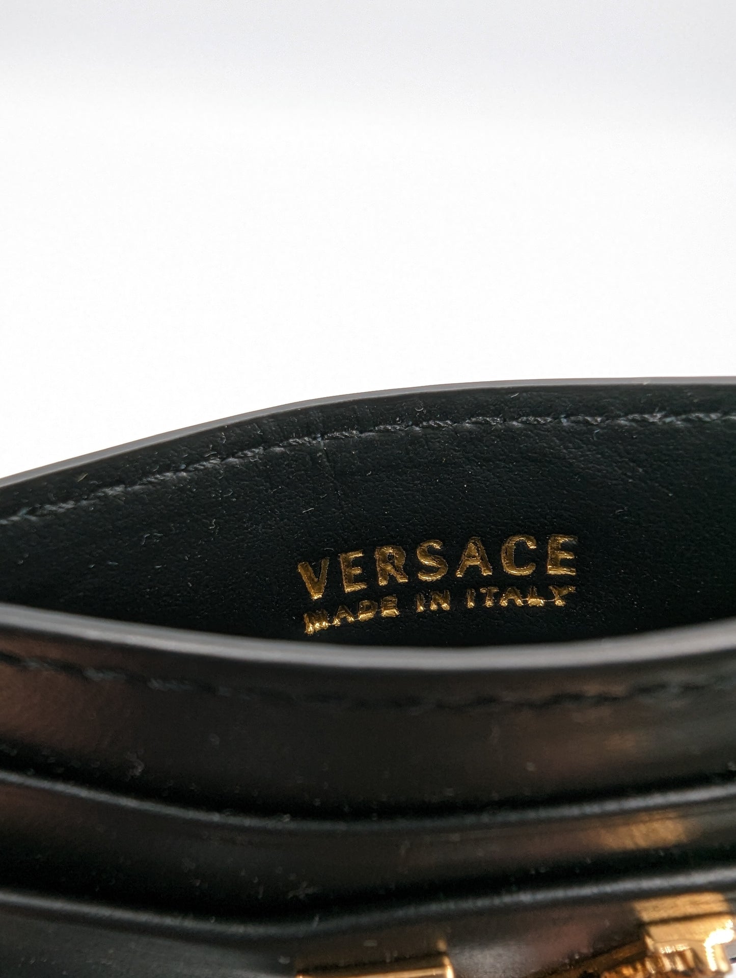 Versace Black Leather Virtus Card Wallet